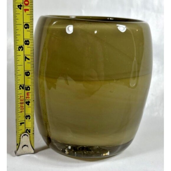 Glass.ful Votive Candle Holder Olive Green Handblown Cased Glass Canadian - Picture 7 of 9
